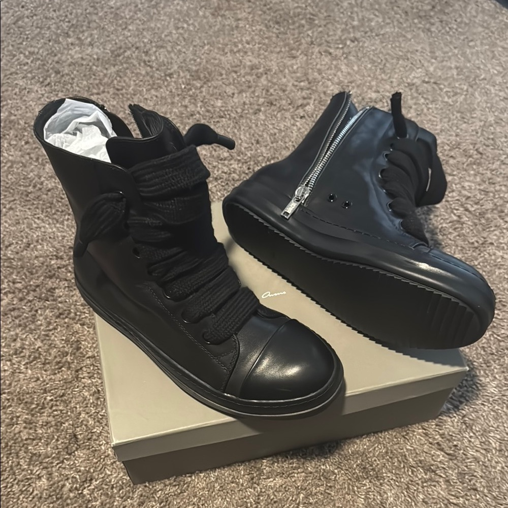 Rick Owens Black High-Top Sneakers with Chunky Sole